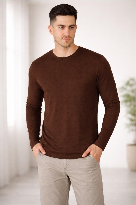Nature Plus Men’s Bamboo Full Sleeve T-Shirt – Brown