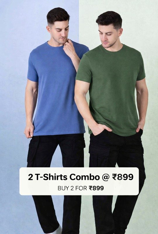 Nature Plus Men's Bamboo T-Shirt Combo (Sea Blue & Moss Green) – Pack of 2